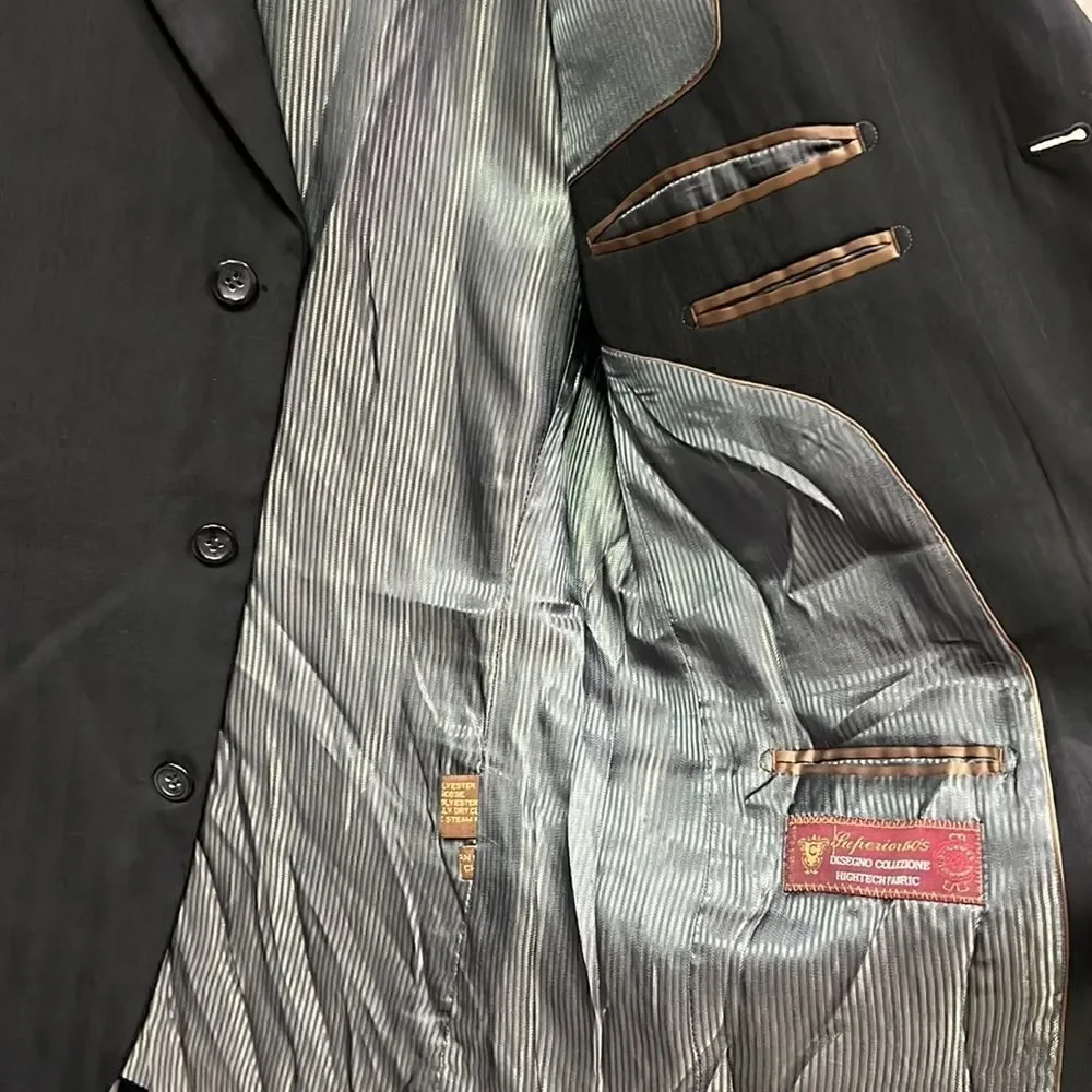 Caravelli Men’s 40R Black w Stripes 3-button Sports Coat Jacket Blazer